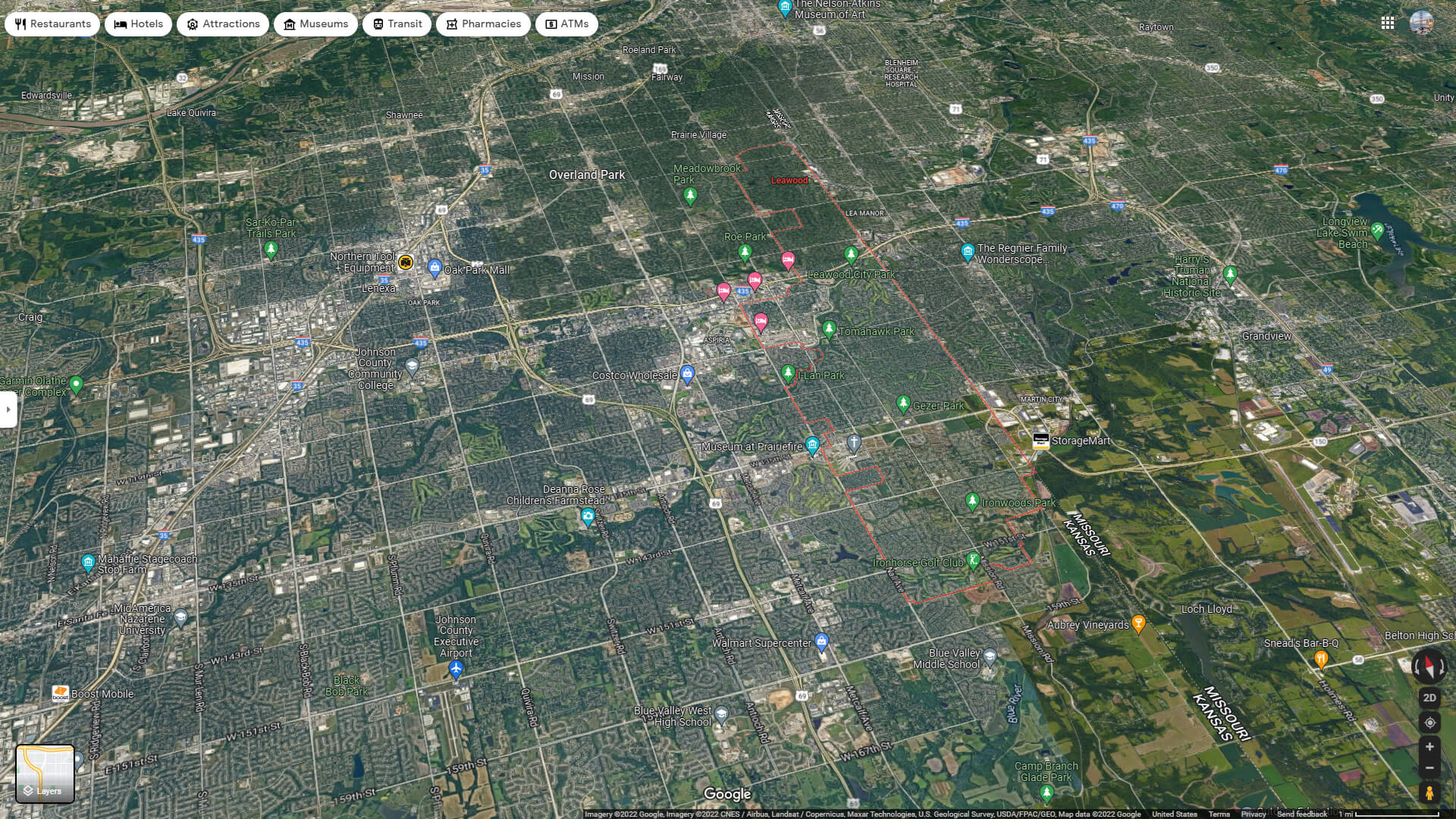 Leawood Aerial Map Kansas